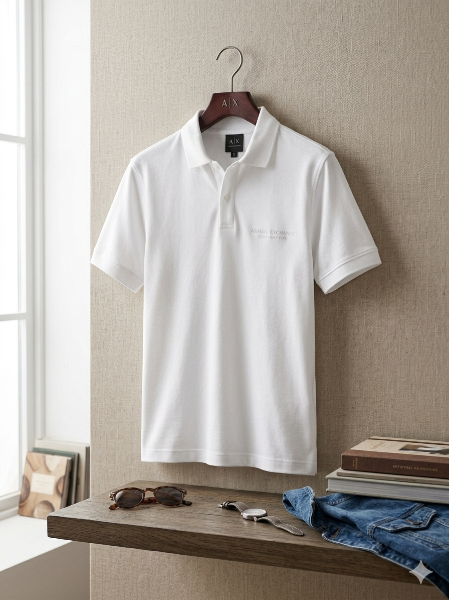 ARMANI EXCHANGE Polo Masculina Regular Fit Logo Milano Verde