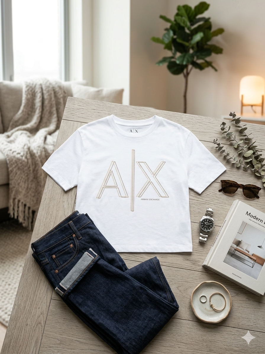 Cropped T-shirt with monogram logo in ASV cotton