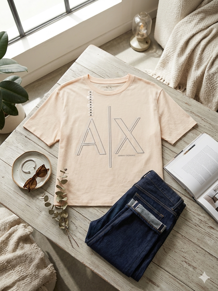 Cropped T-shirt with monogram logo in ASV cotton