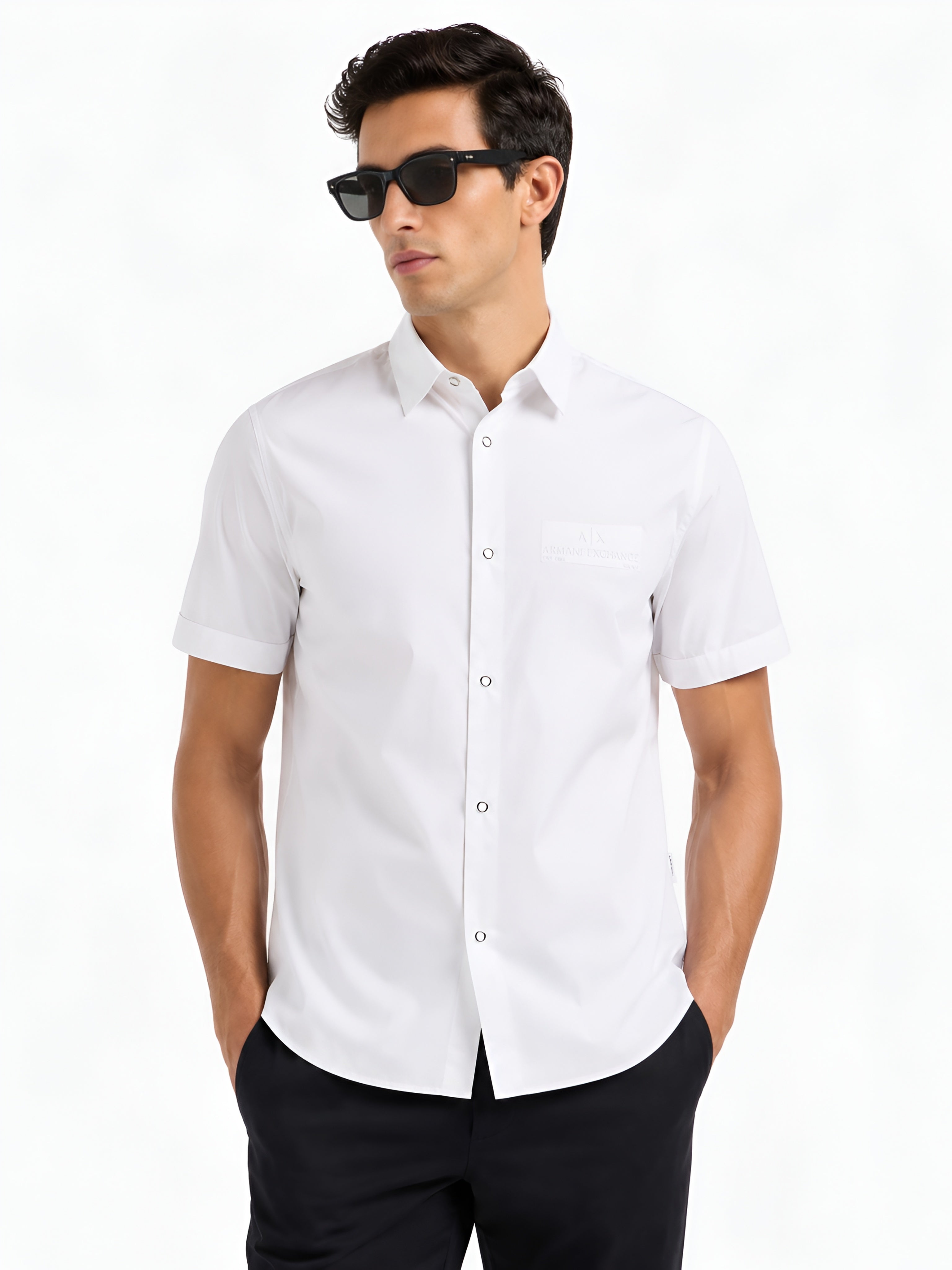 Armani Exchange Men's Short Sleeve Limited Edition Mixmag Button Down Shirt. Regular Fit