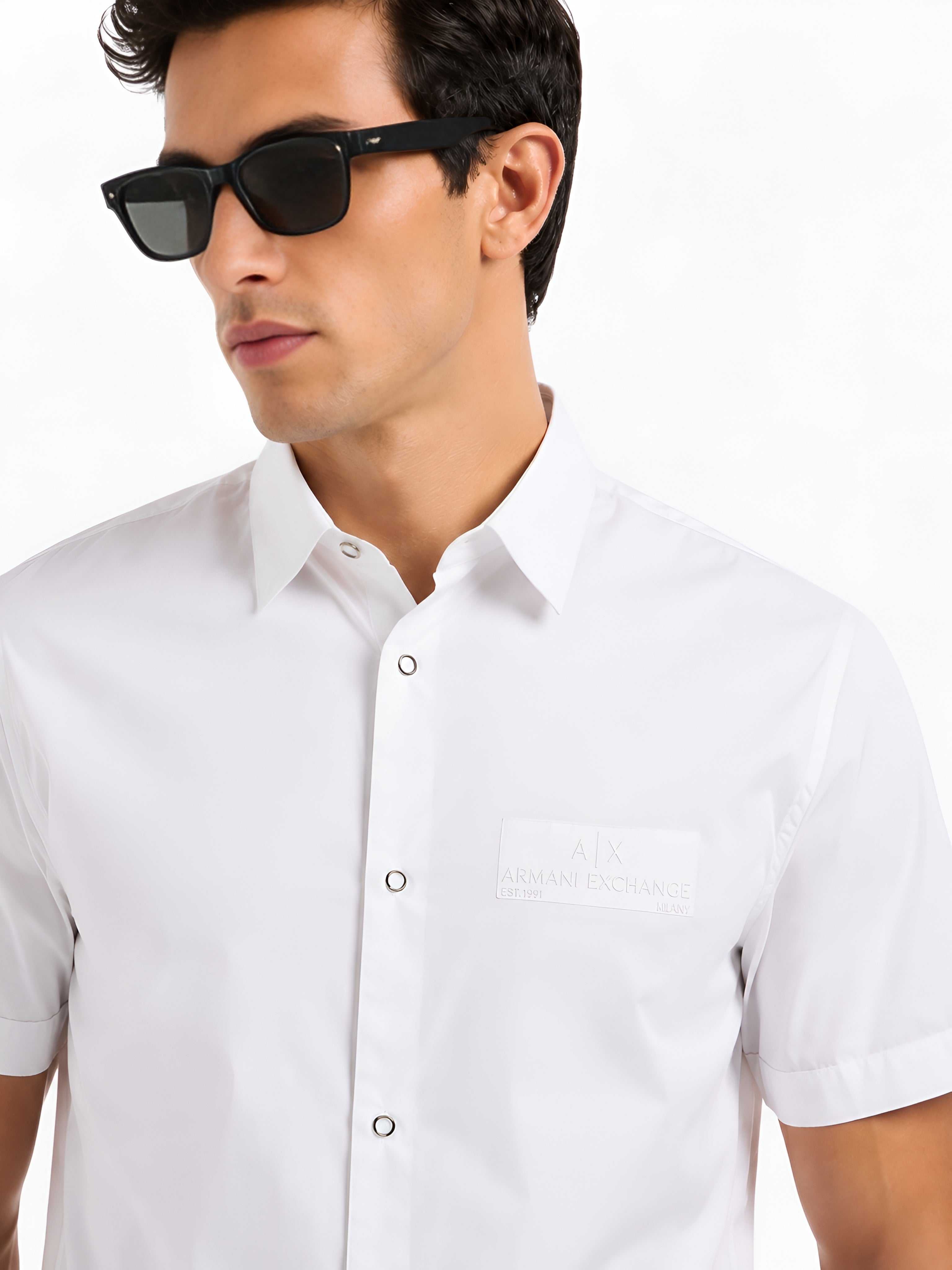 Armani Exchange Men's Short Sleeve Limited Edition Mixmag Button Down Shirt. Regular Fit