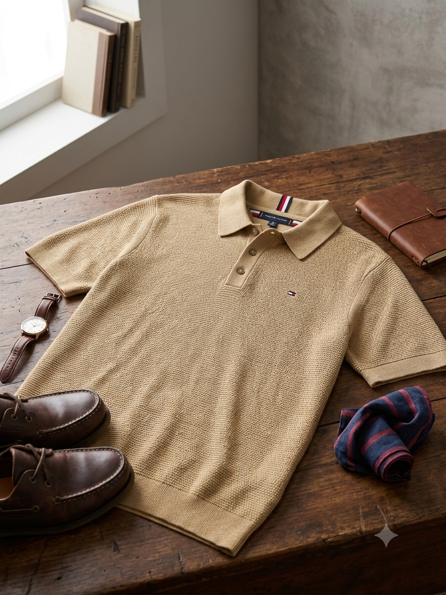 Tommy Hilfiger Men's Textured Stitch Sweater Polo