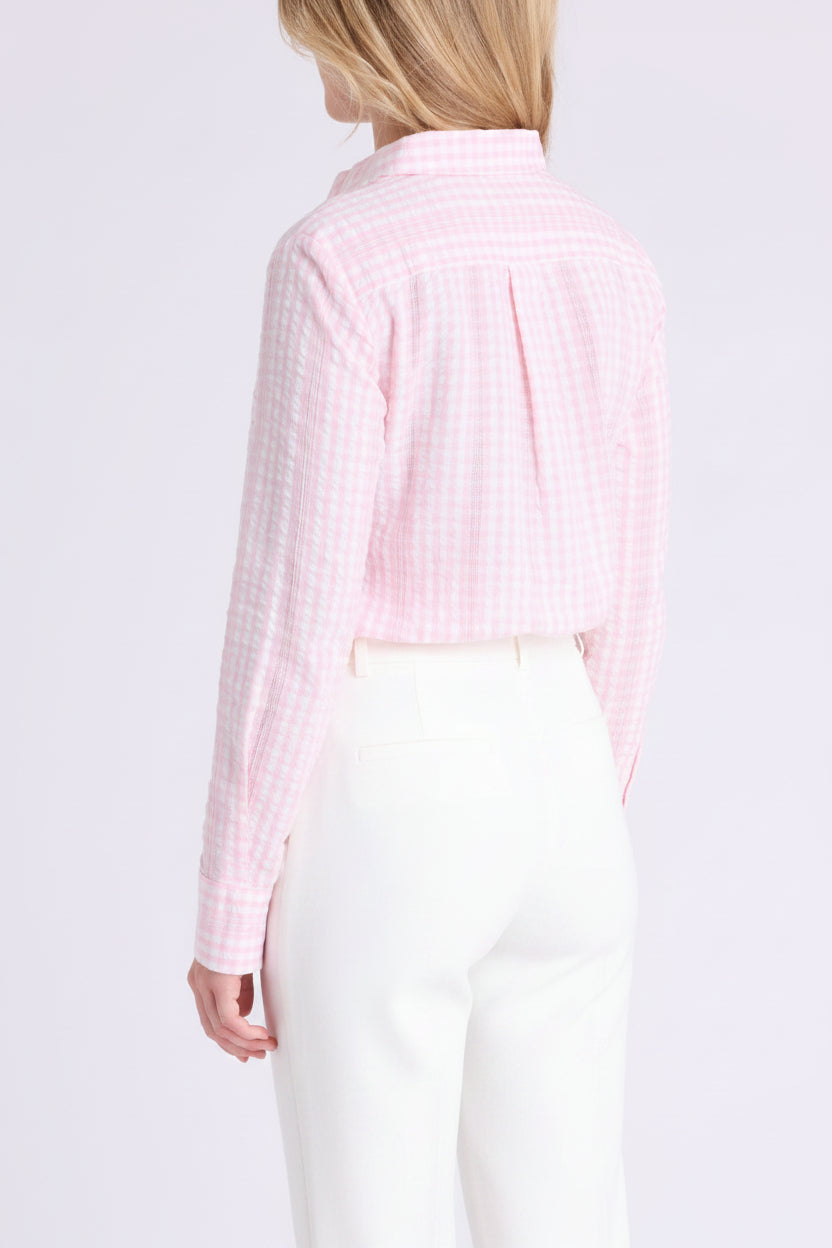 USPA LONG SLEEVE HALF PLACKET GINGHAM SHIRT