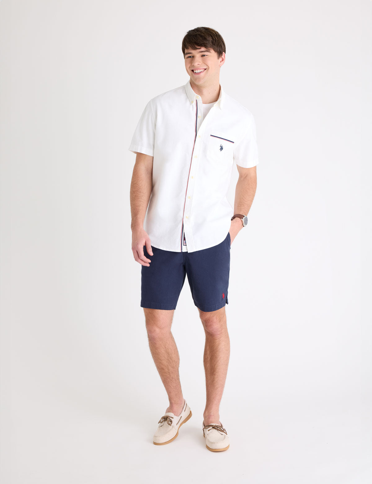 USPA SHORT SLEEVE SIGNATURE STRIPE OXFORD SHIRT