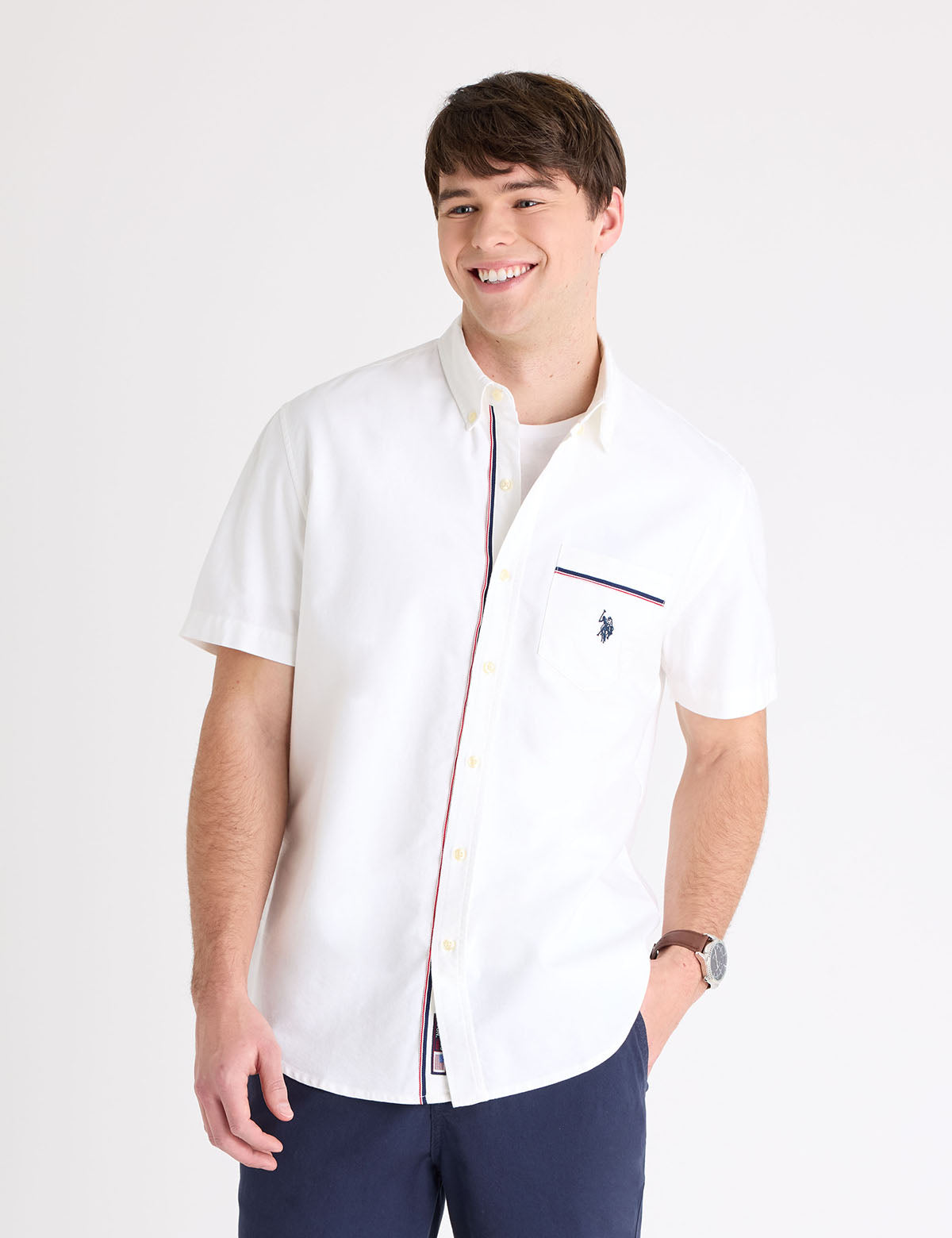 USPA SHORT SLEEVE SIGNATURE STRIPE OXFORD SHIRT