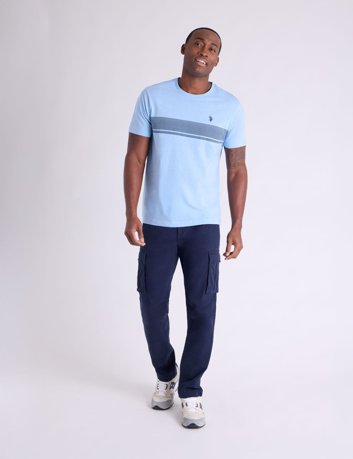 USPA CHEST STRIPE COLORBLOCK JERSEY T-SHIRT