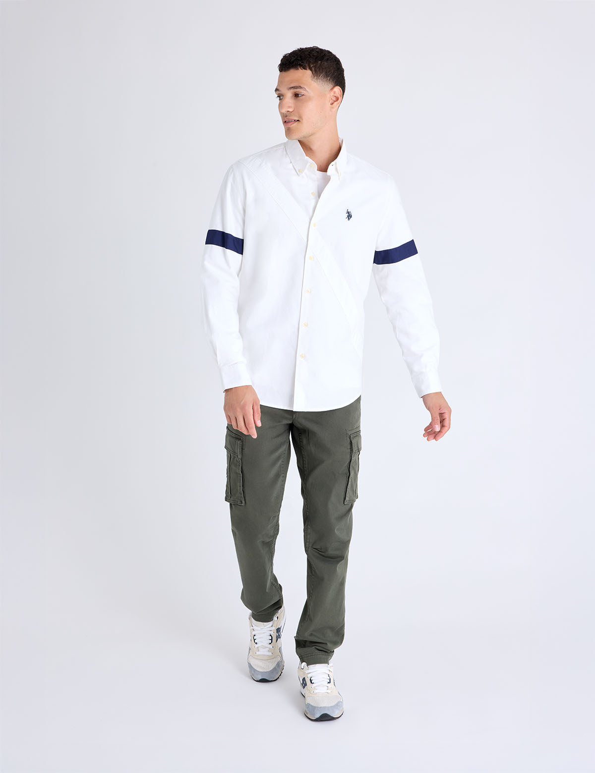 USPA LONG SLEEVE DIAGONAL SASH SOLID OXFORD SHIRT