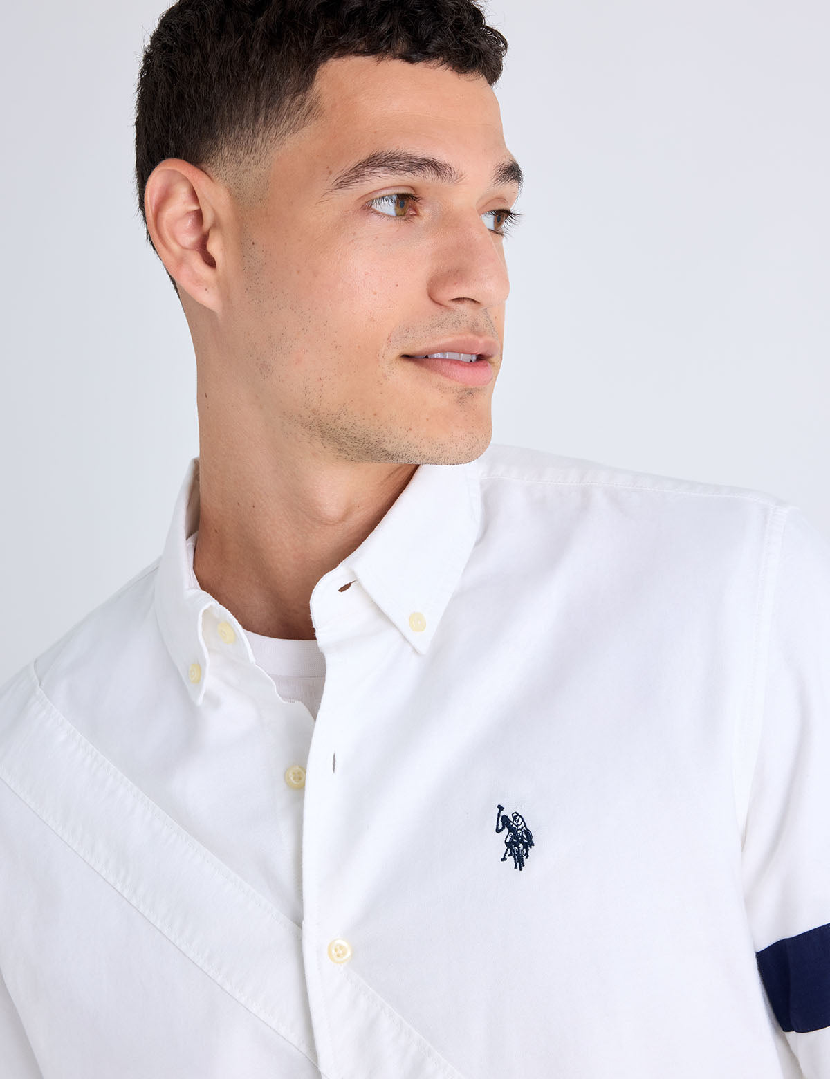 USPA LONG SLEEVE DIAGONAL SASH SOLID OXFORD SHIRT