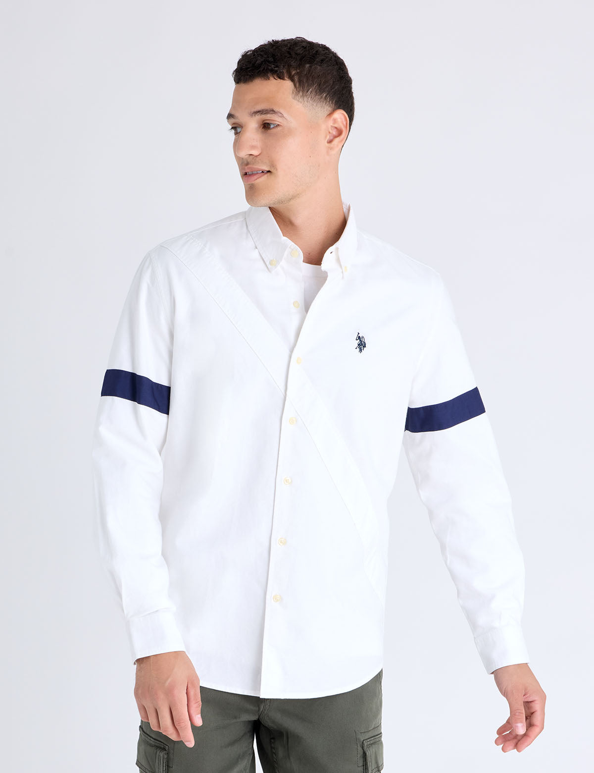 USPA LONG SLEEVE DIAGONAL SASH SOLID OXFORD SHIRT