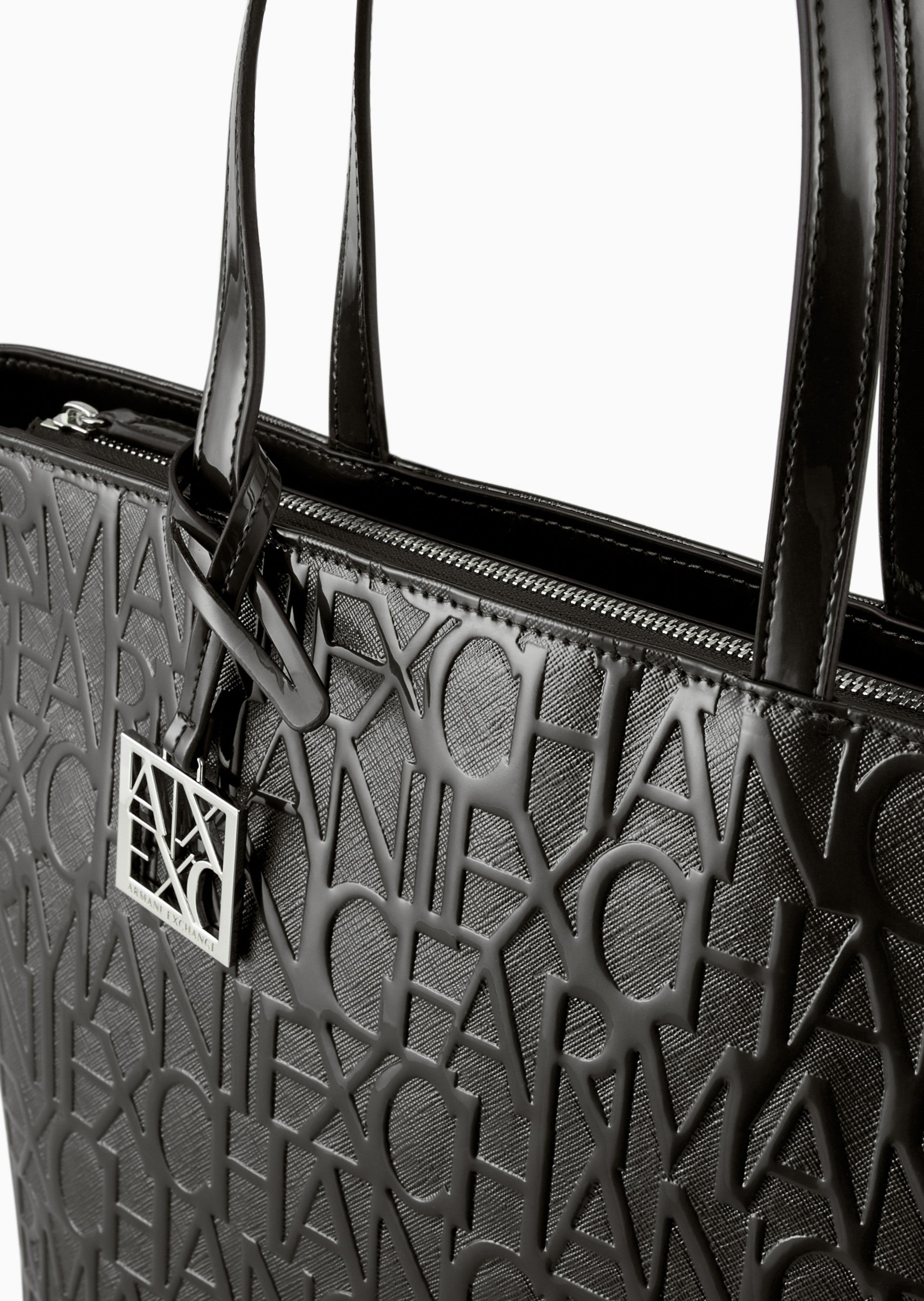 Armani Exchange Glossy Tote Bag With Double Handle