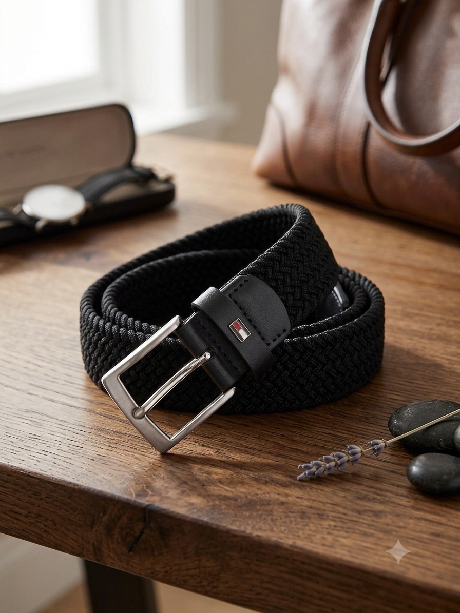 Tommy Hilfiger Square Buckle Elastic Webbing Belt
