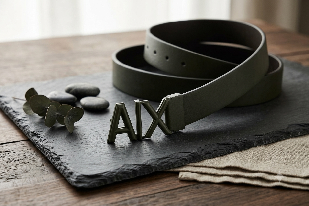 Armani Exchange Men's Reversible Green - Brown Leather A|X Logo Belt