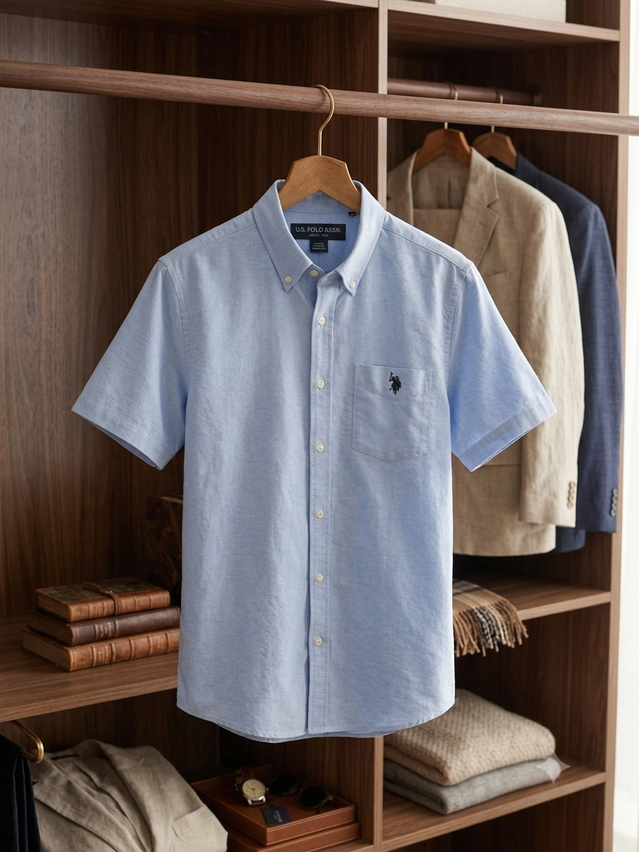 USPA SHORT SLEEVE STRETCH OXFORD SHIRT