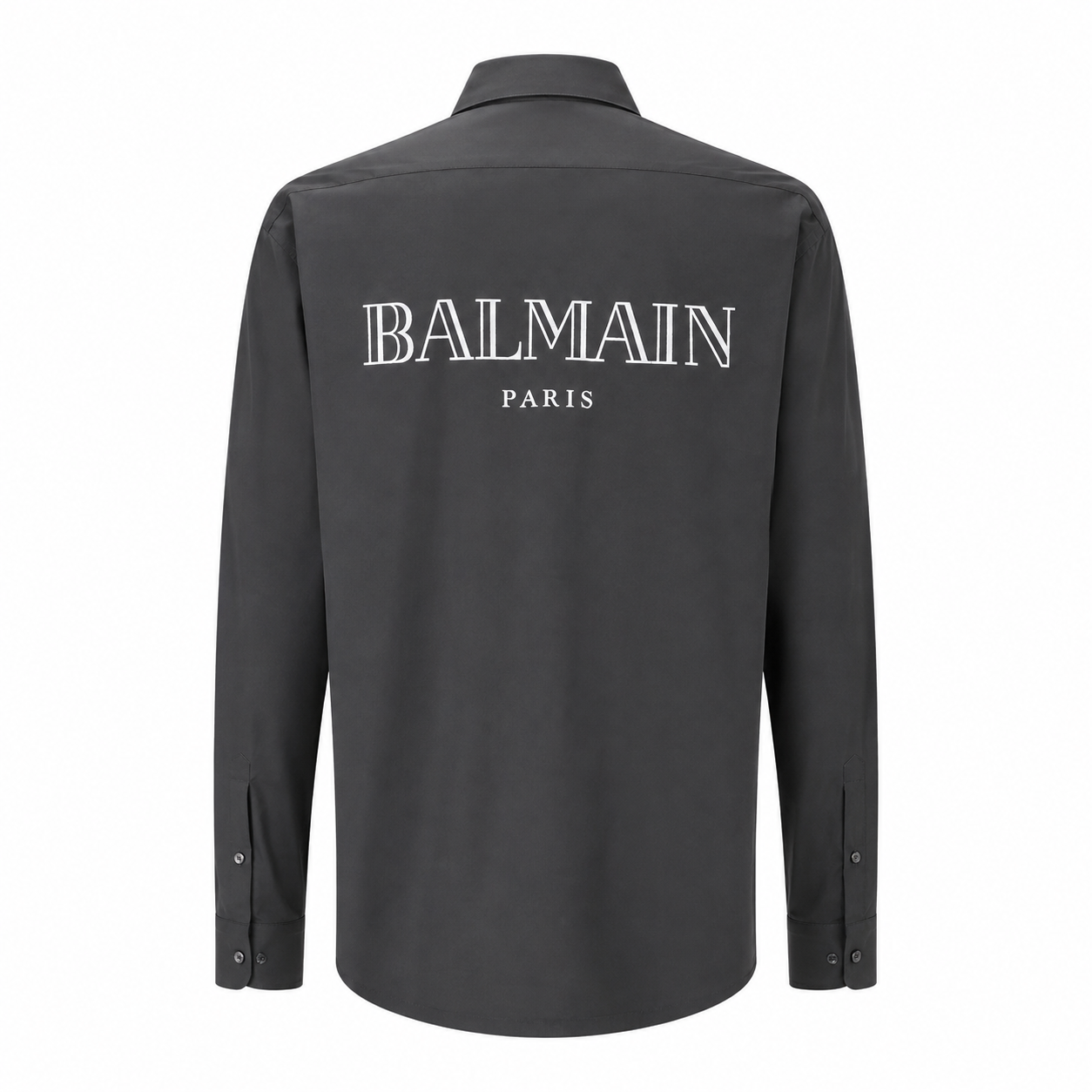 Balmain Man's Black Shirt With Embroidered Crest Patch