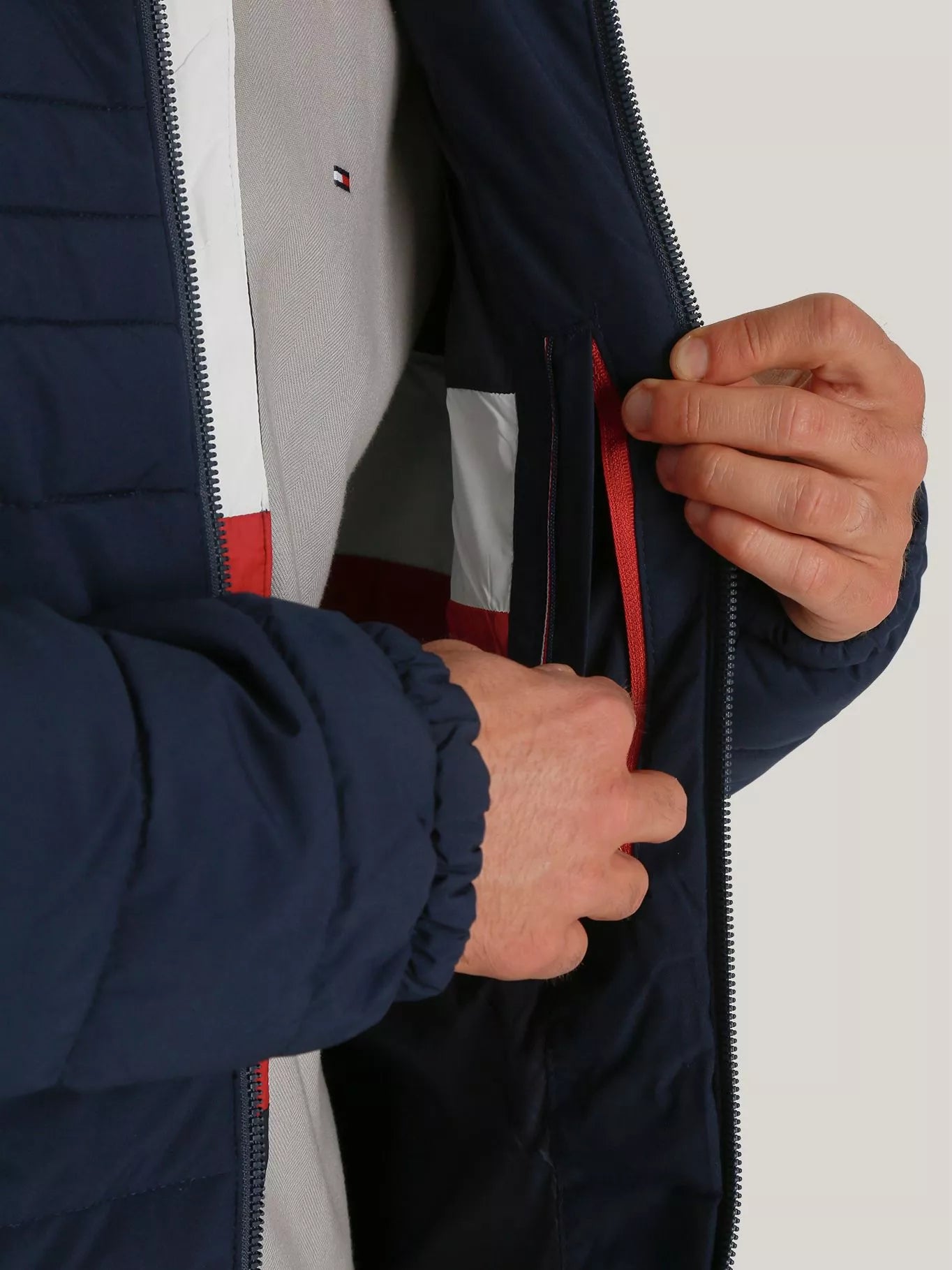 Tommy Hilfiger Stretch Quilted Coat Black Puffer Jacket Hooded Hoody