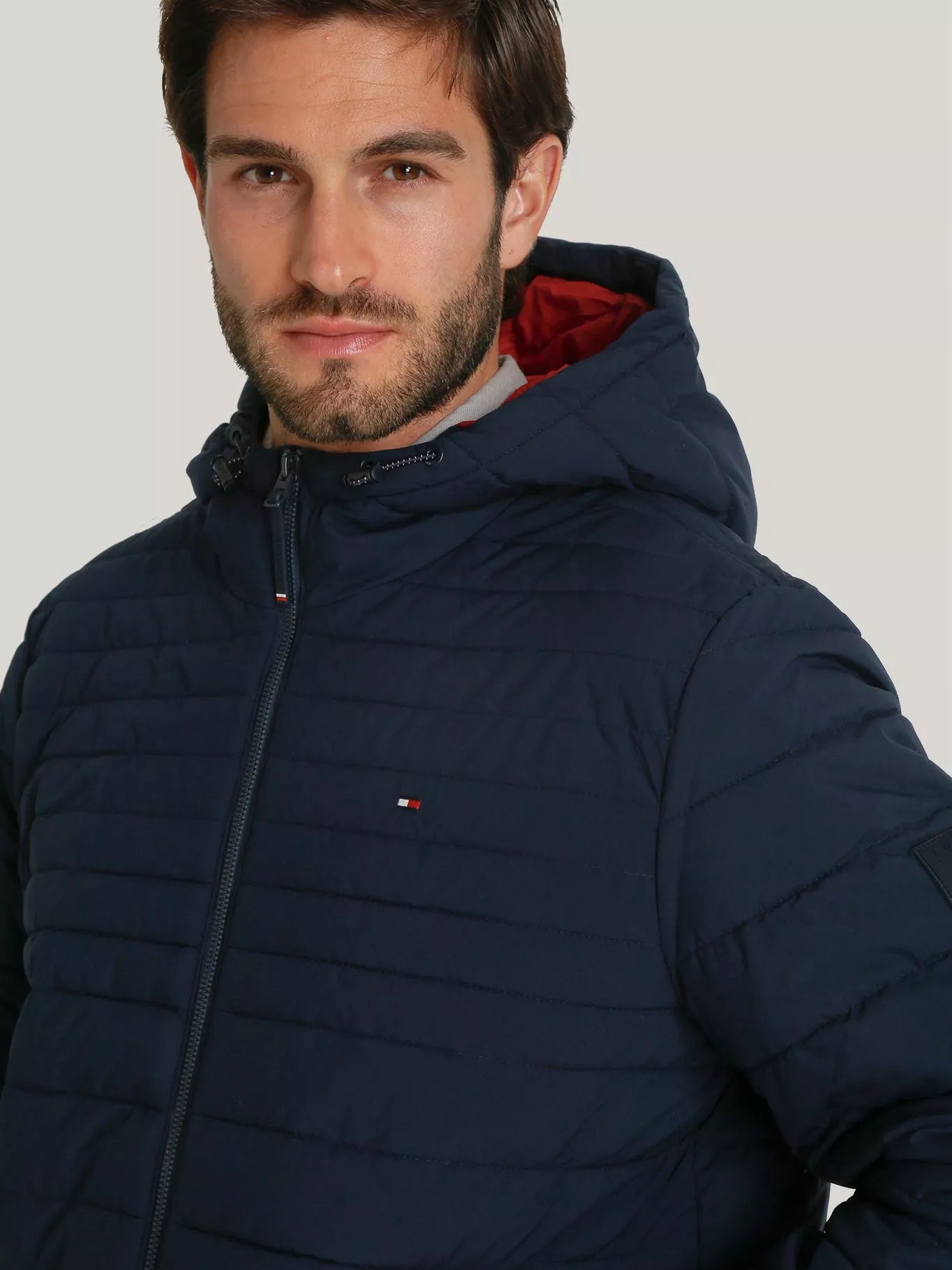 Tommy Hilfiger Stretch Quilted Coat Black Puffer Jacket Hooded Hoody