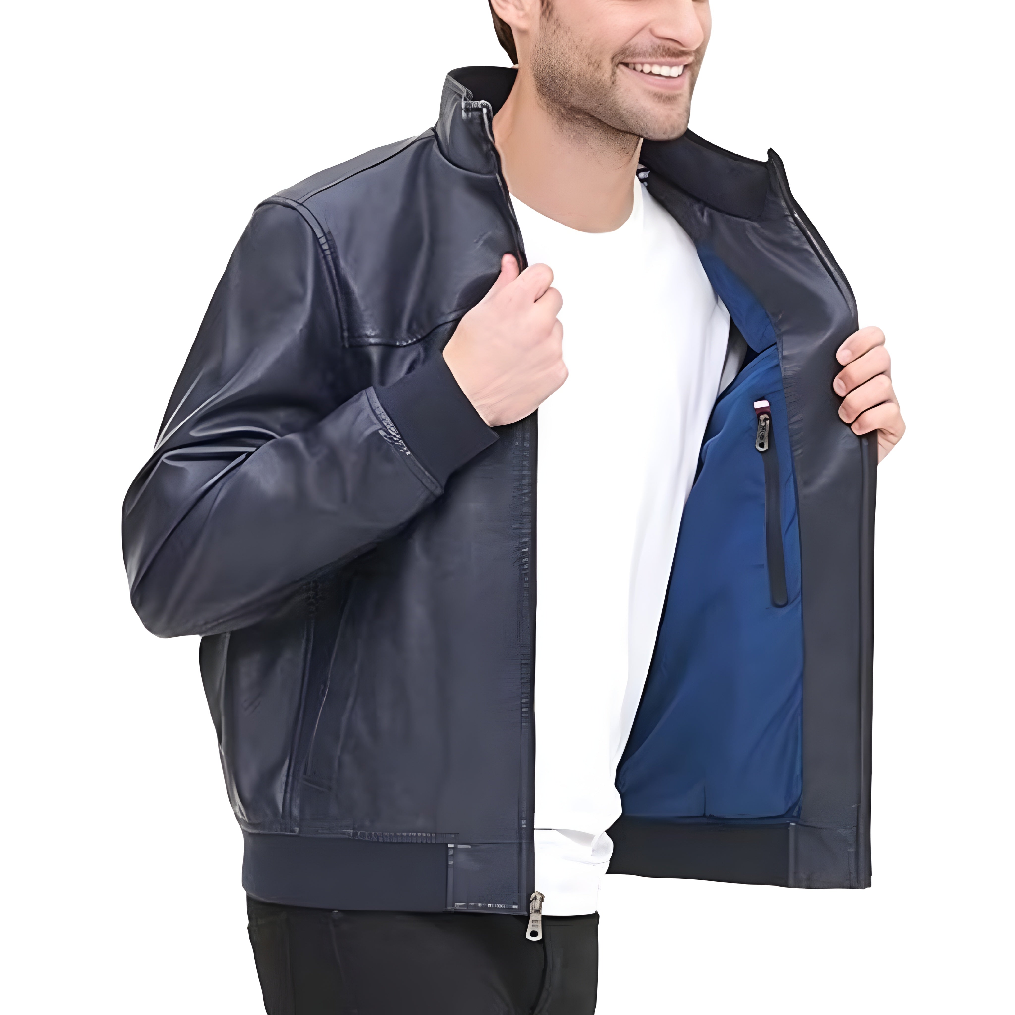 Tommy Hilfiger Men's Faux-Leather Bomber Jacket