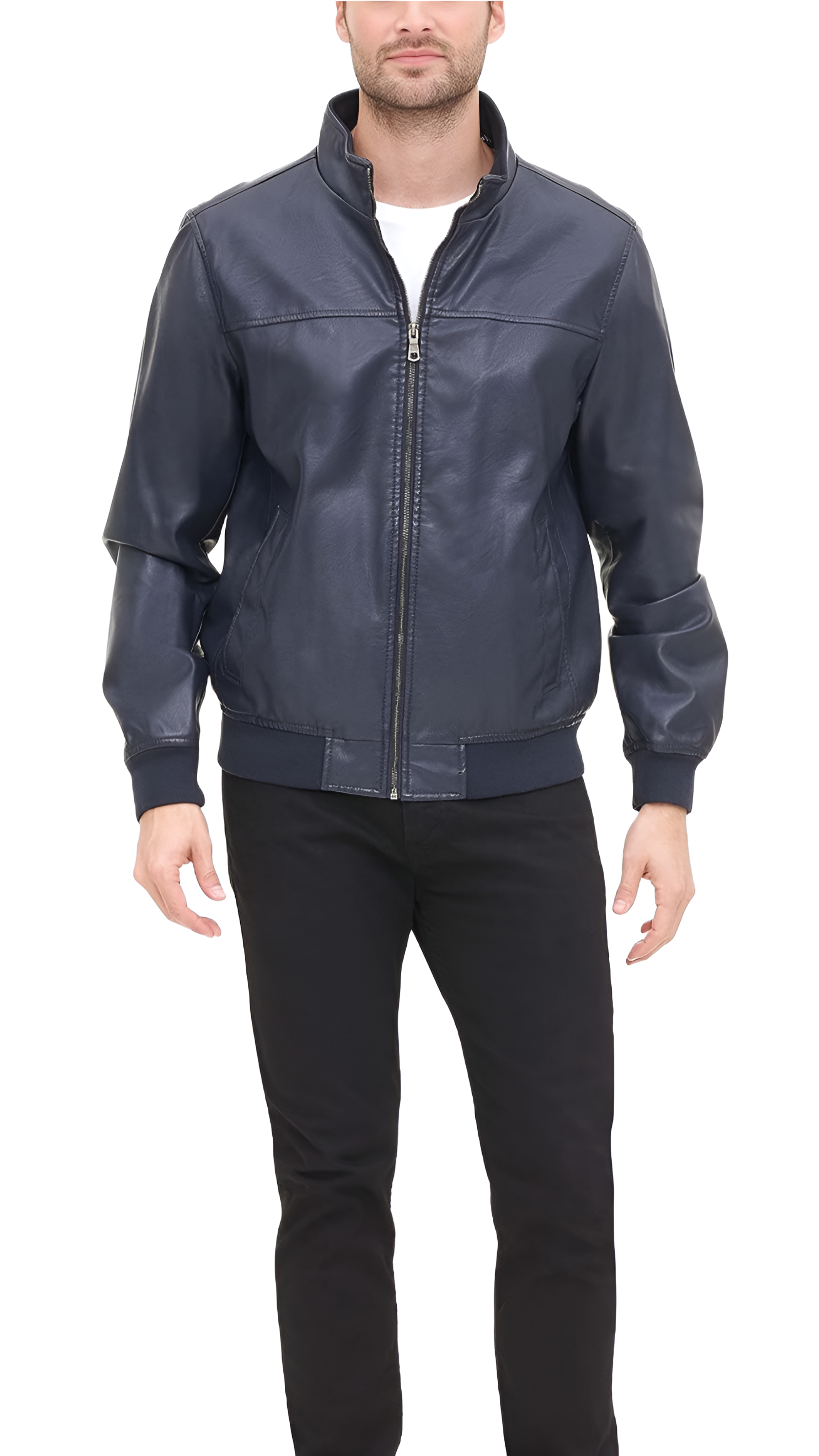 Tommy Hilfiger Men's Faux-Leather Bomber Jacket
