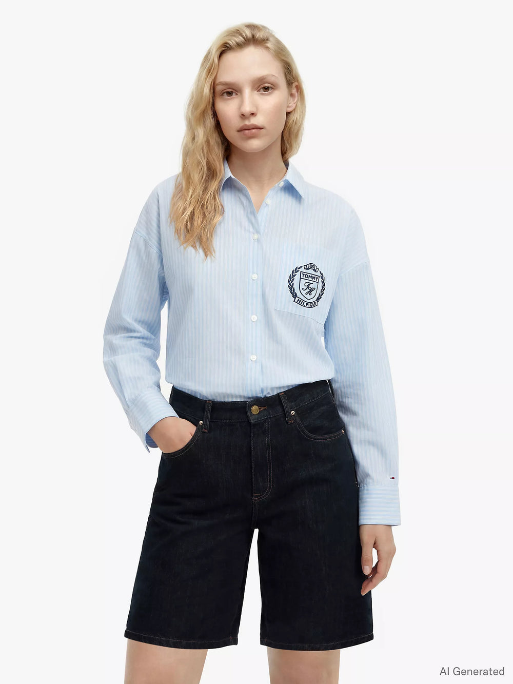 Tommy Hilfiger Relaxed Fit Crest Logo Striped Shirt
