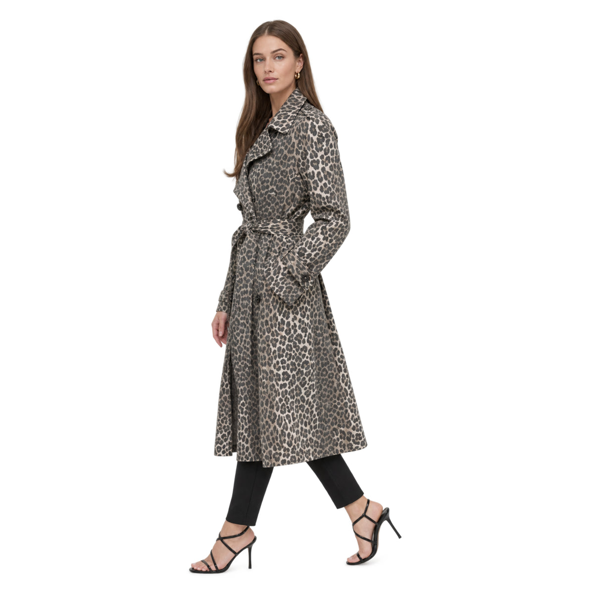 DKNY Petite Belted Double-Breasted Trench Coat