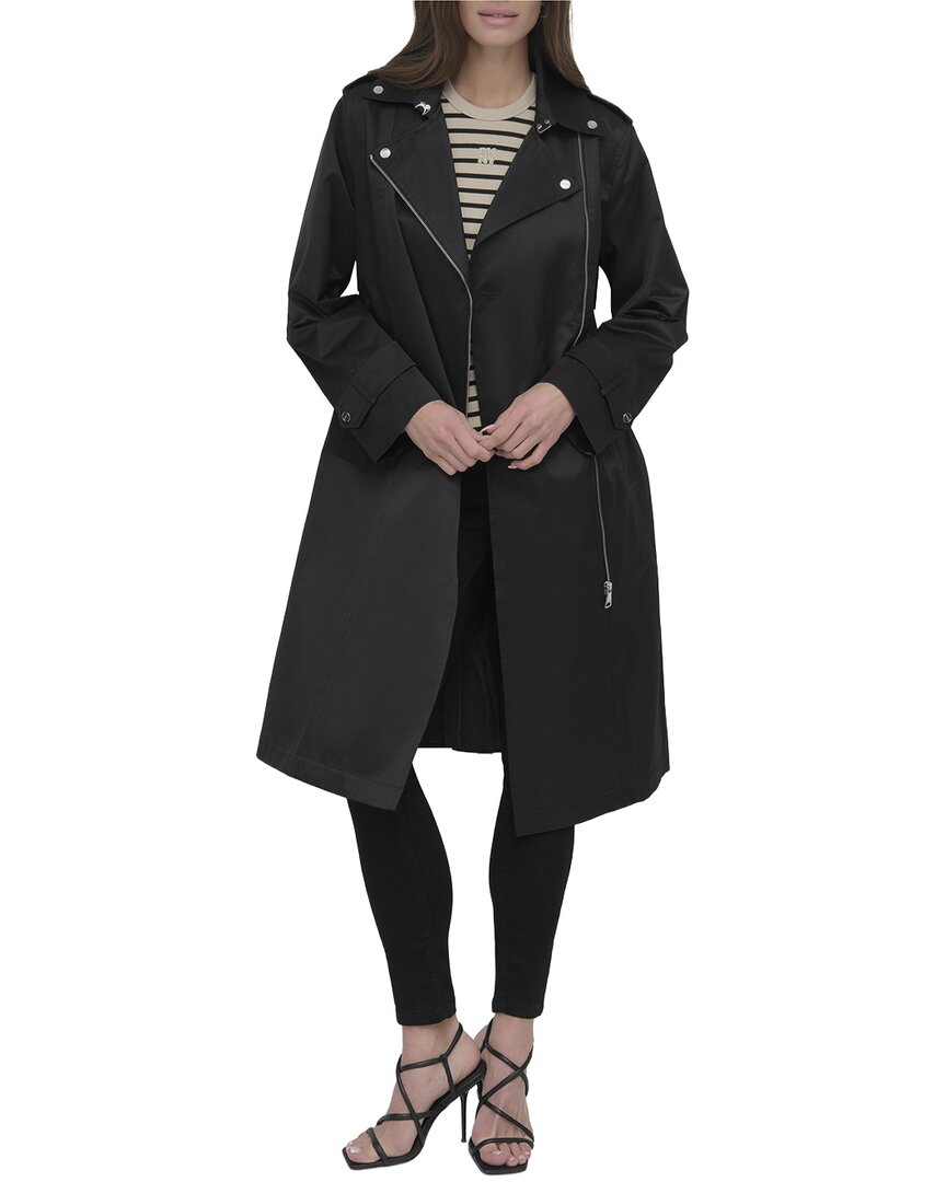 DKNY Women's Black Belted Rain Jacket