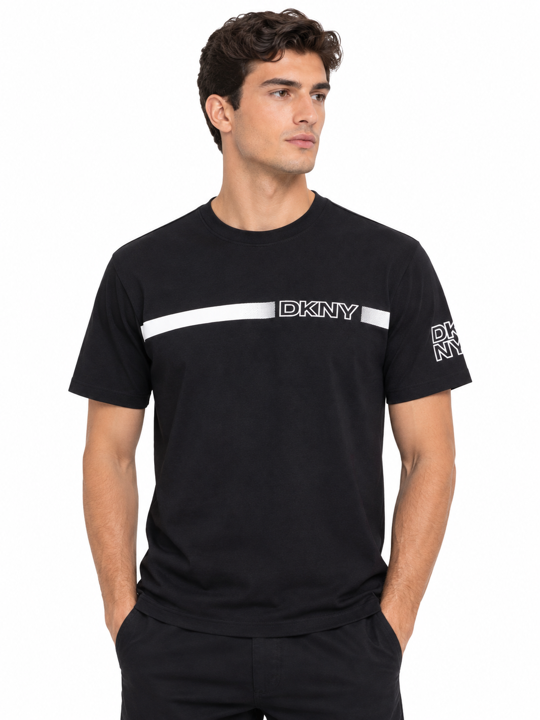 DKNY Bold Black Horizontal Stripe T-shirt