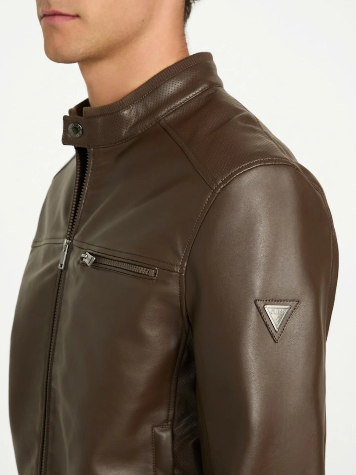 Guess Faris Leather Biker Jacket