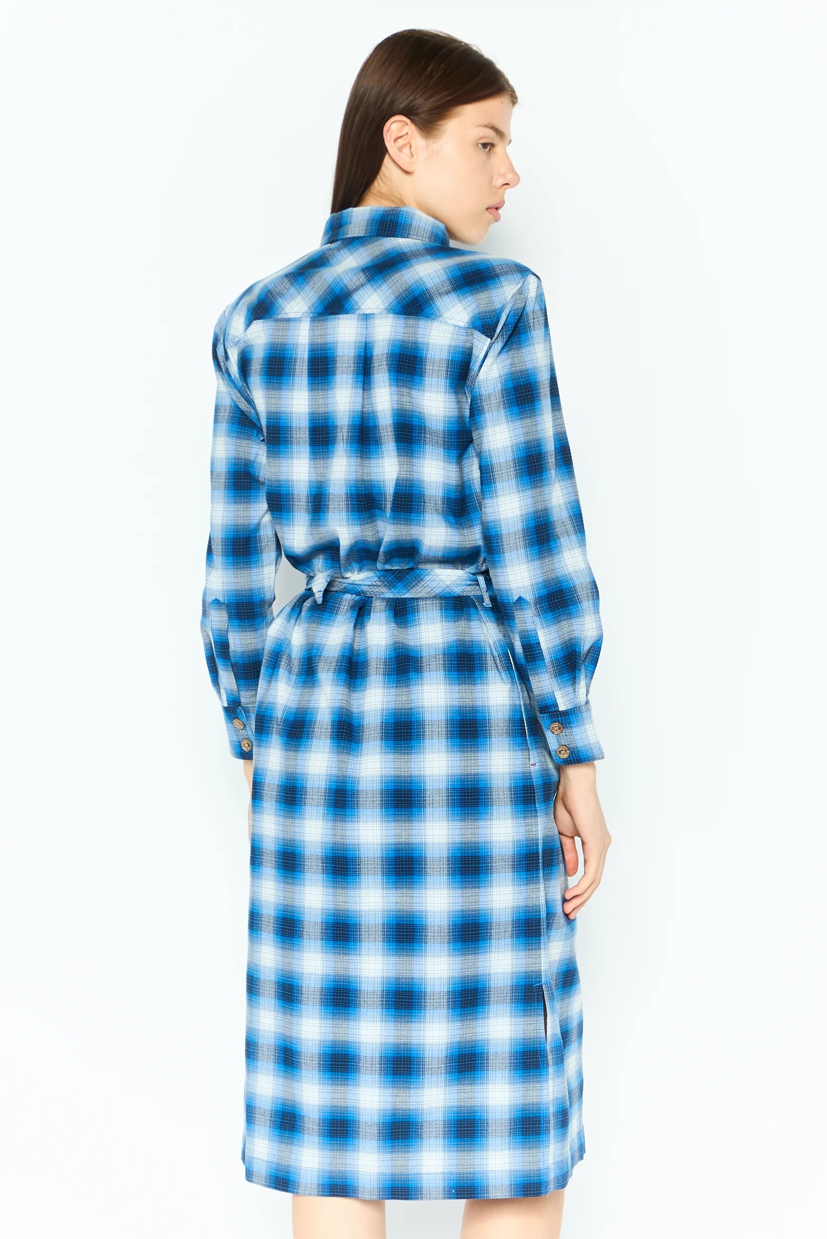 TOMMY HILFIGER Women Plaid Belted Shirt Dress, Blue Combo