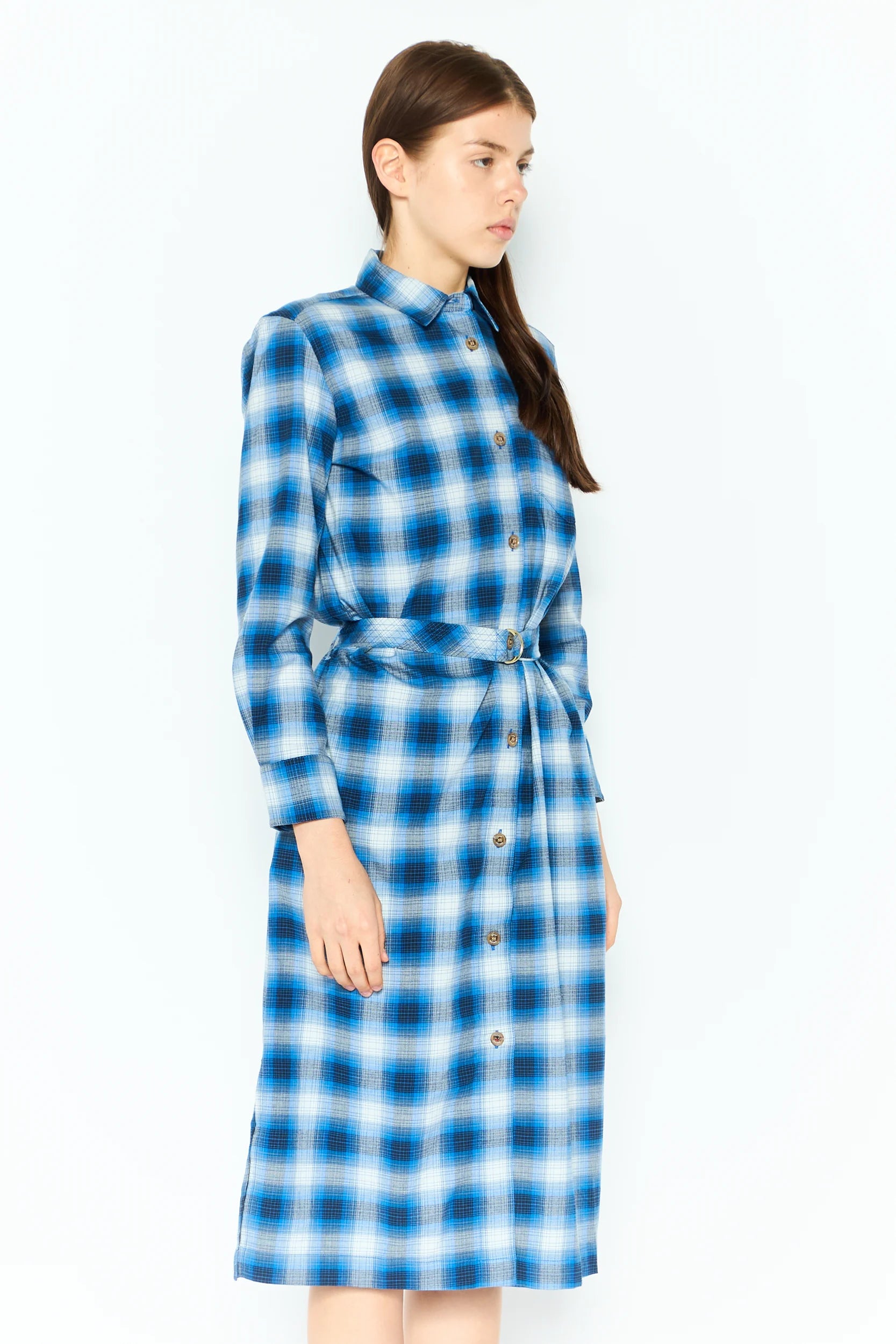 TOMMY HILFIGER Women Plaid Belted Shirt Dress, Blue Combo