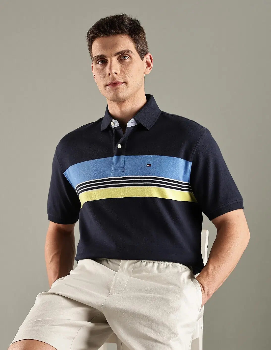TOMMY HILFIGER Colorblock Regular-Fit Cotton Polo T-Shirt