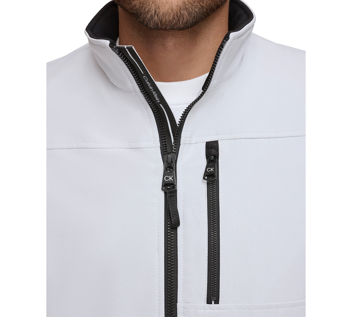 CALVIN KLEIN Men's Sherpa Lined Classic Soft Shell Jacket - White