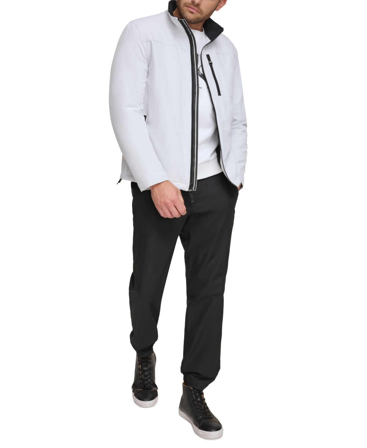 CALVIN KLEIN Men's Sherpa Lined Classic Soft Shell Jacket - White