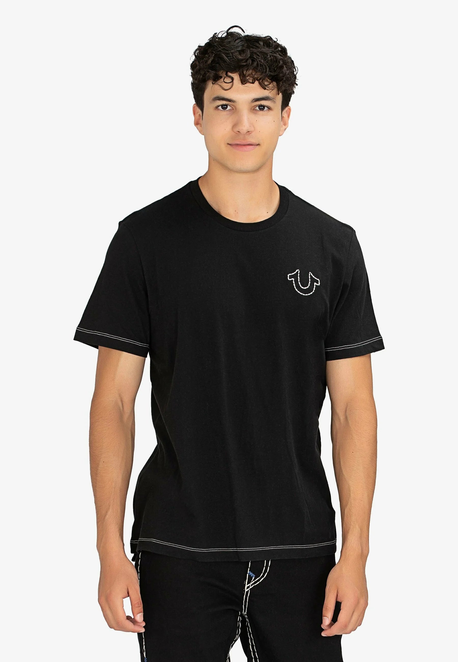 TRUE RELIGION FLATLOCK TEE - Print T-shirt - black