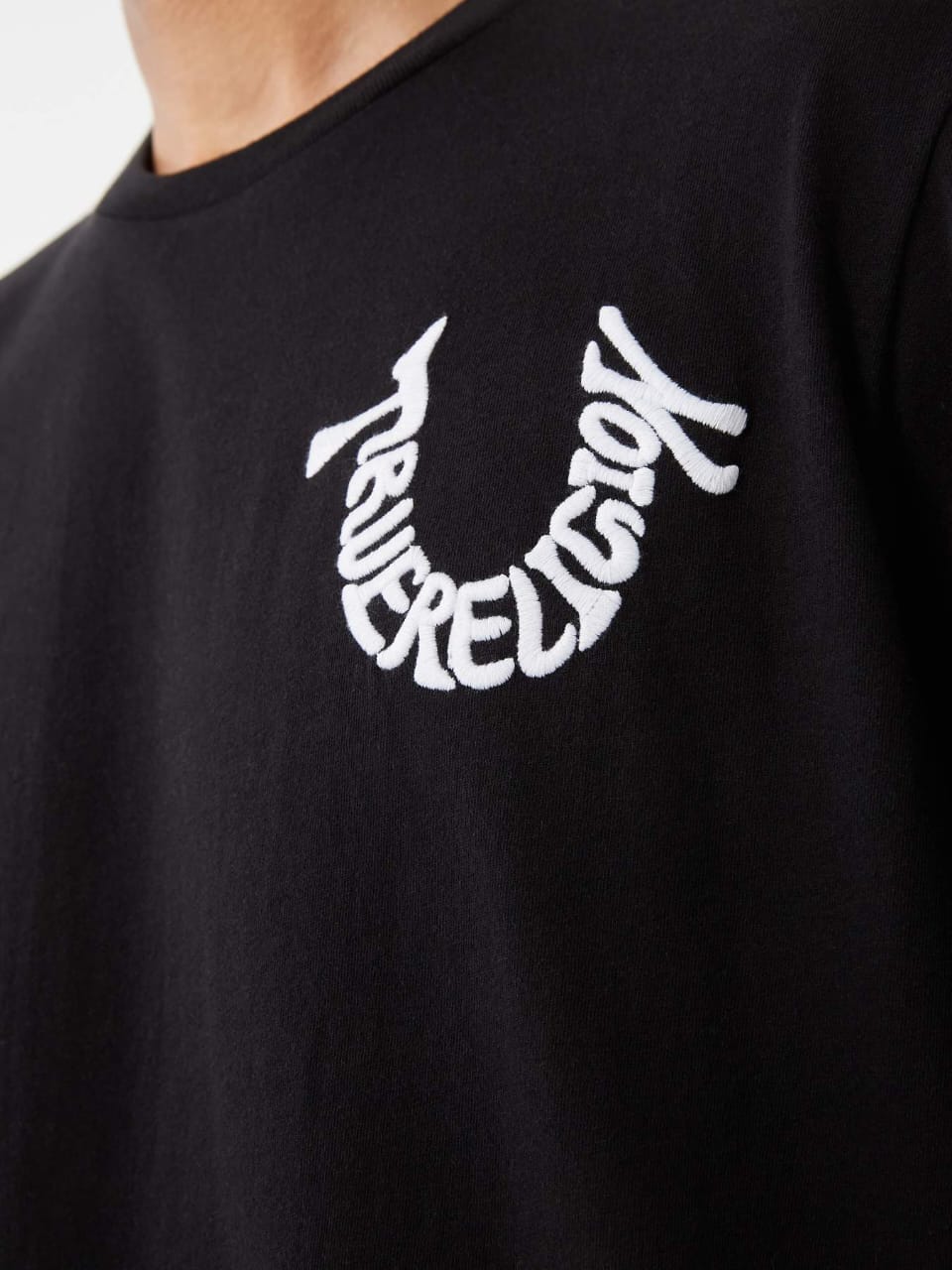 TRUE RELIGION Relaxed Warped Tr Logo Short Sleeve T-shirt Jet Black