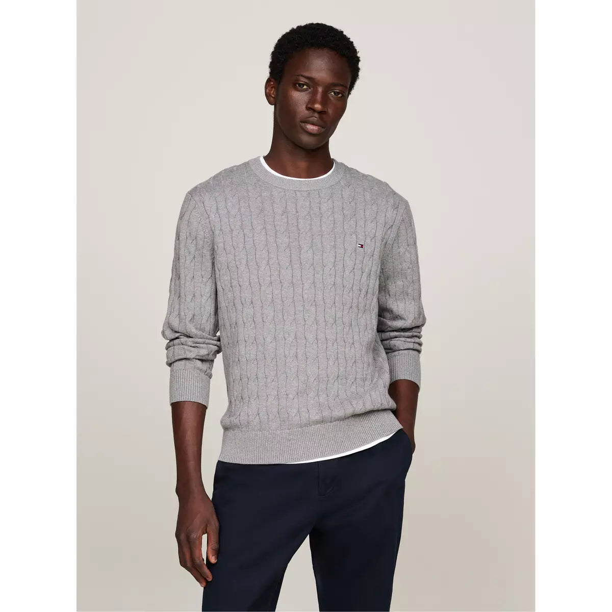 TOMMY HILFIGER Classic Cotton Cable Crew Neck