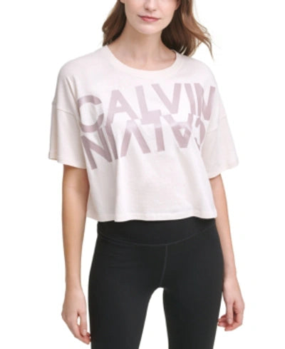 CALVIN KLEIN Performance Mirror Logo Cropped Active T-shirt In Dolce