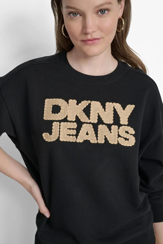 Dkny Stacked Basketweav Logo Sweatshirt