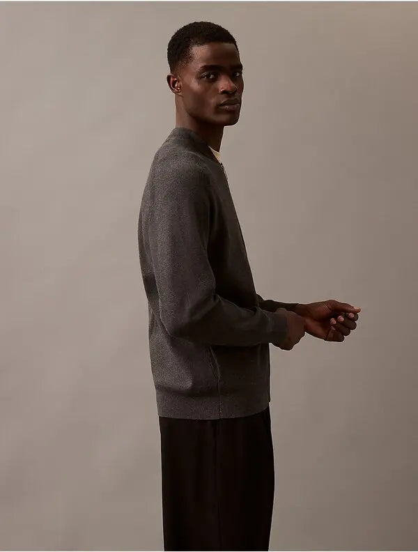 CALVIN KLEIN tech knit bomber jacket - gunmetal heather