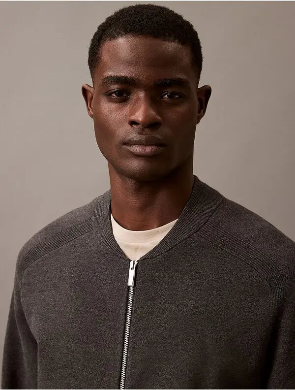 CALVIN KLEIN tech knit bomber jacket - gunmetal heather