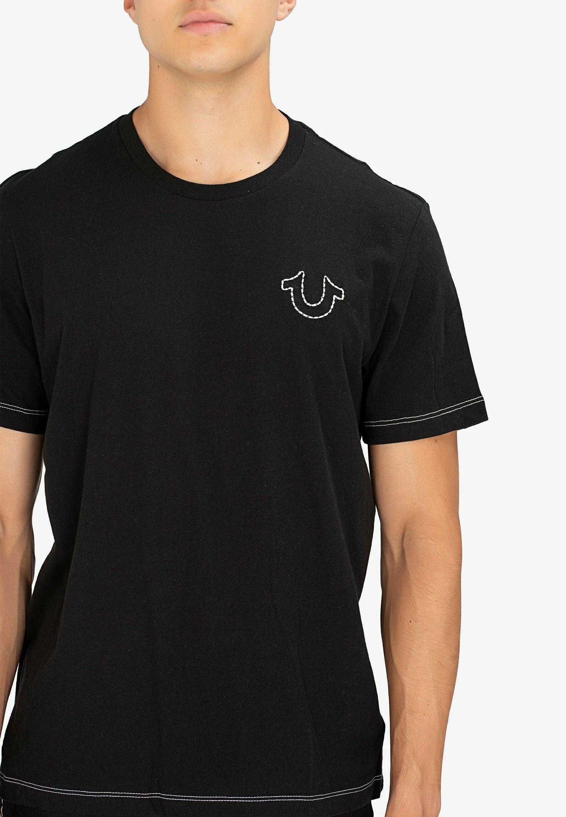 TRUE RELIGION FLATLOCK TEE - Print T-shirt - black