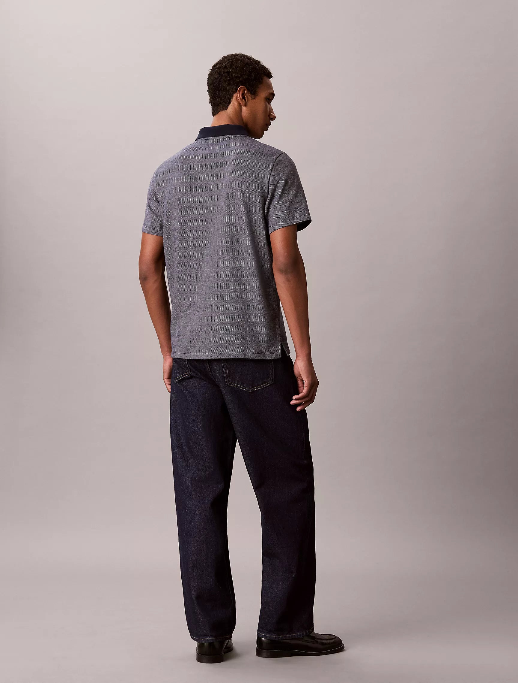 Calvin Klein Herringbone Zip Polo Shirt - HIPPO US Brands Calvin Klein