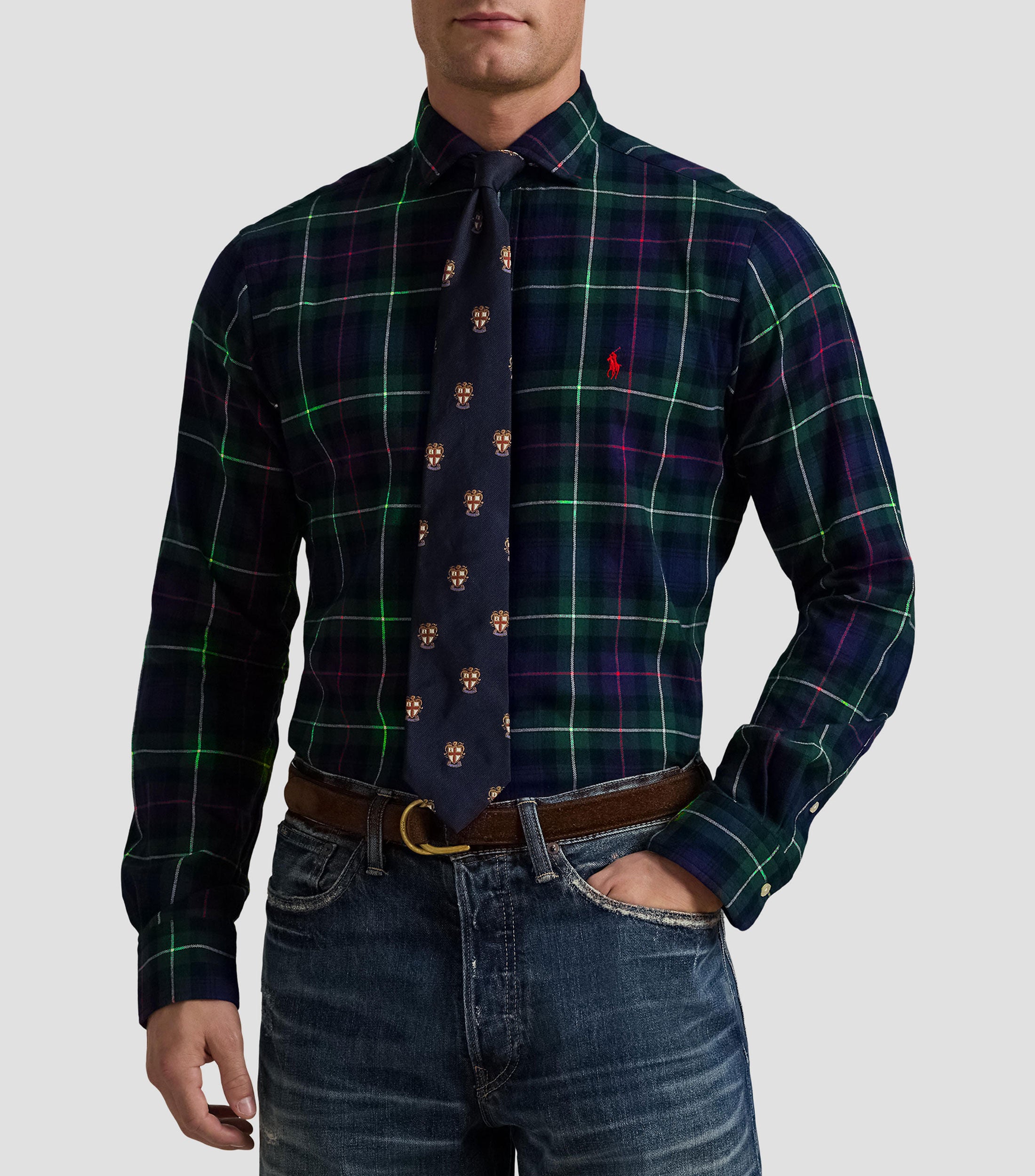 POLO RALPH LAUREN Classic Fit Large Plaid Brushed Twill Long Sleeve Woven Shirt