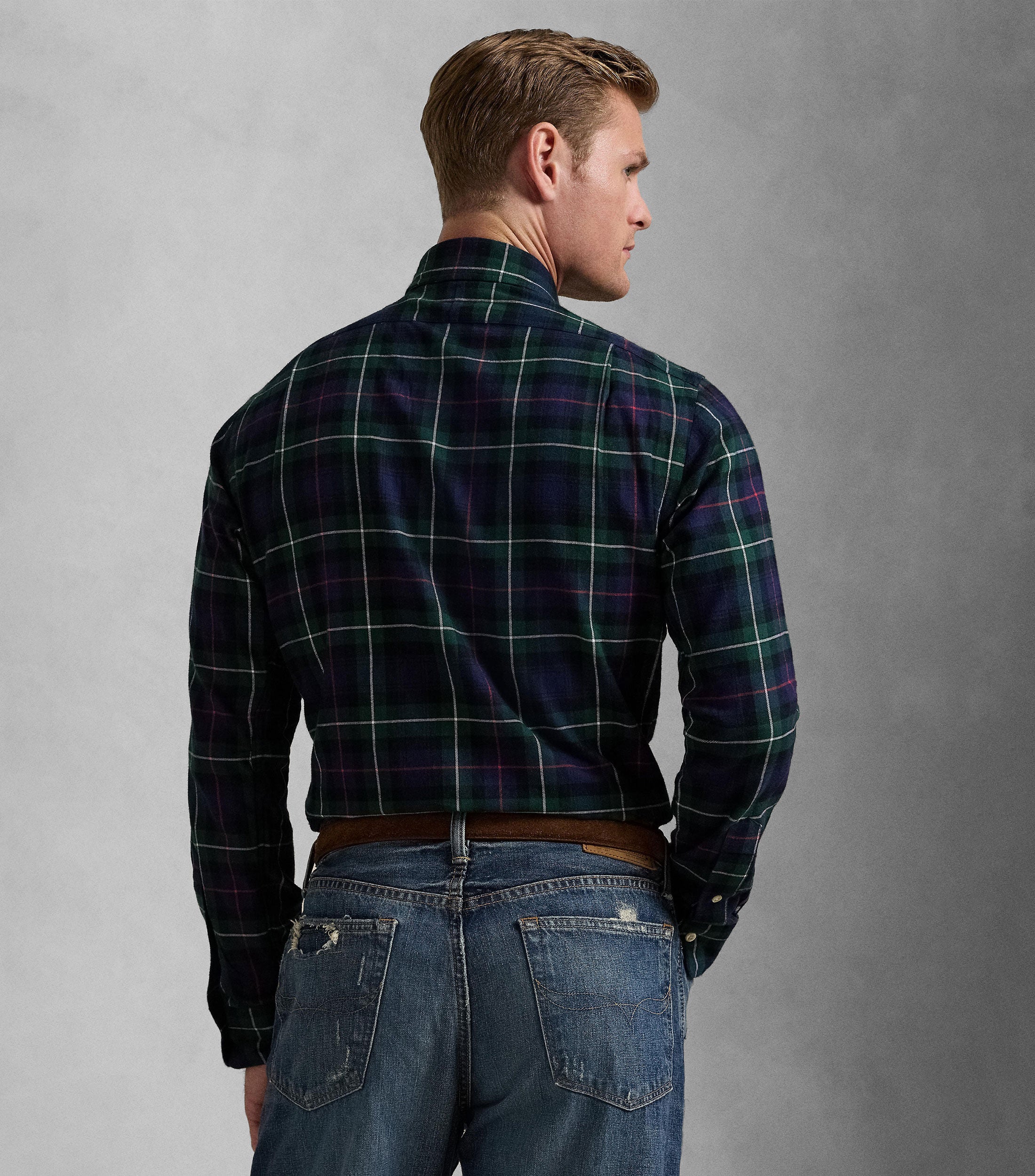 POLO RALPH LAUREN Classic Fit Large Plaid Brushed Twill Long Sleeve Woven Shirt
