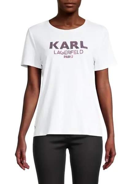 KARL LAGERFELD PARIS Rhinestone Logo T-Shirt