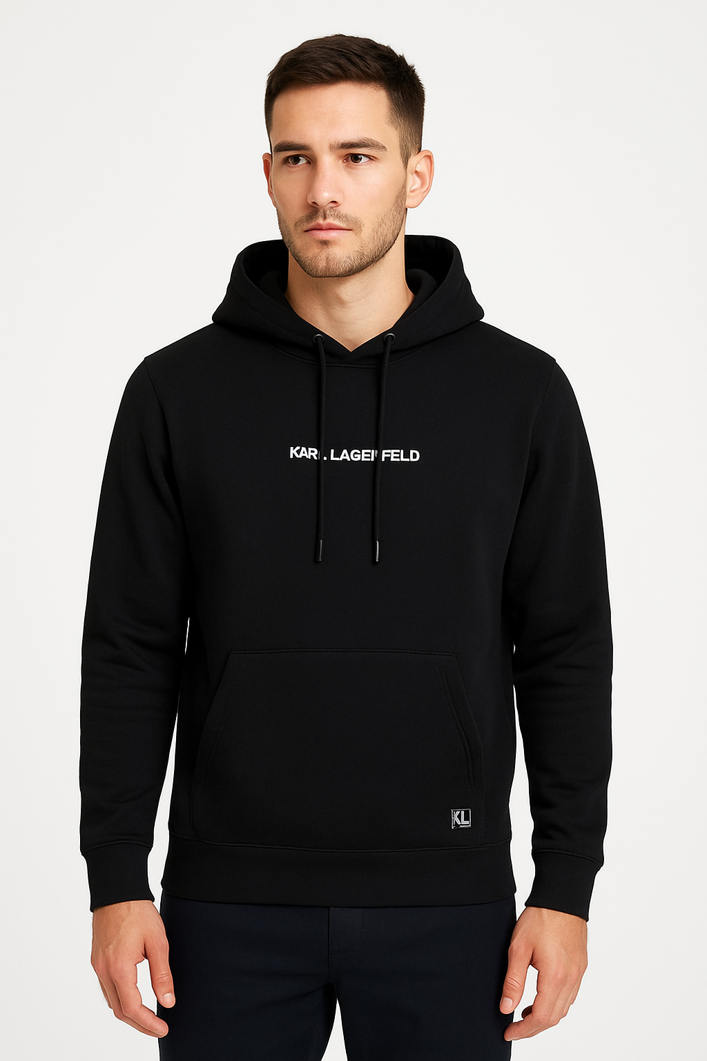 KARL LAGERFELD PARIS Men's Black Logo Hoodie