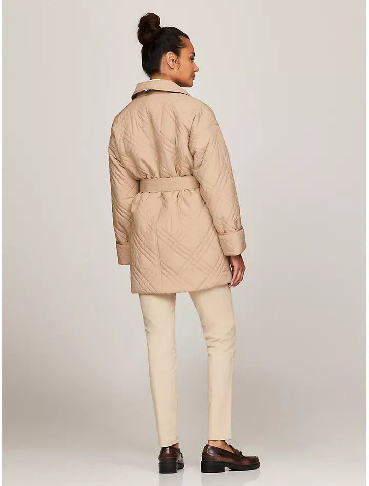 TOMMY HILFIGER  Womens' Tommy Belted Quilted Peacoat