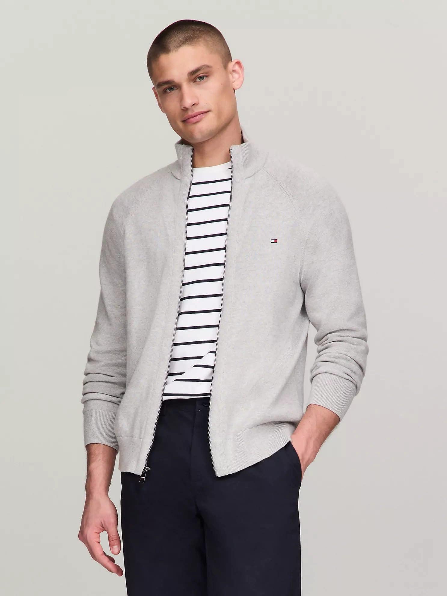 TOMMY HILFIGER SWEATER M COTTON ZIP THROUGH TH