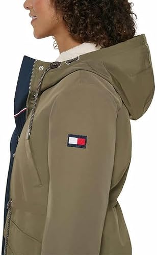TOMMY HILFIGER Women's Sherpa Lined Hood Parka Jacket (US, Alpha, Medium, Regular, Regular, Juniper