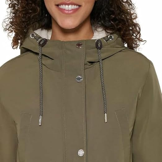 TOMMY HILFIGER Women's Sherpa Lined Hood Parka Jacket (US, Alpha, Medium, Regular, Regular, Juniper