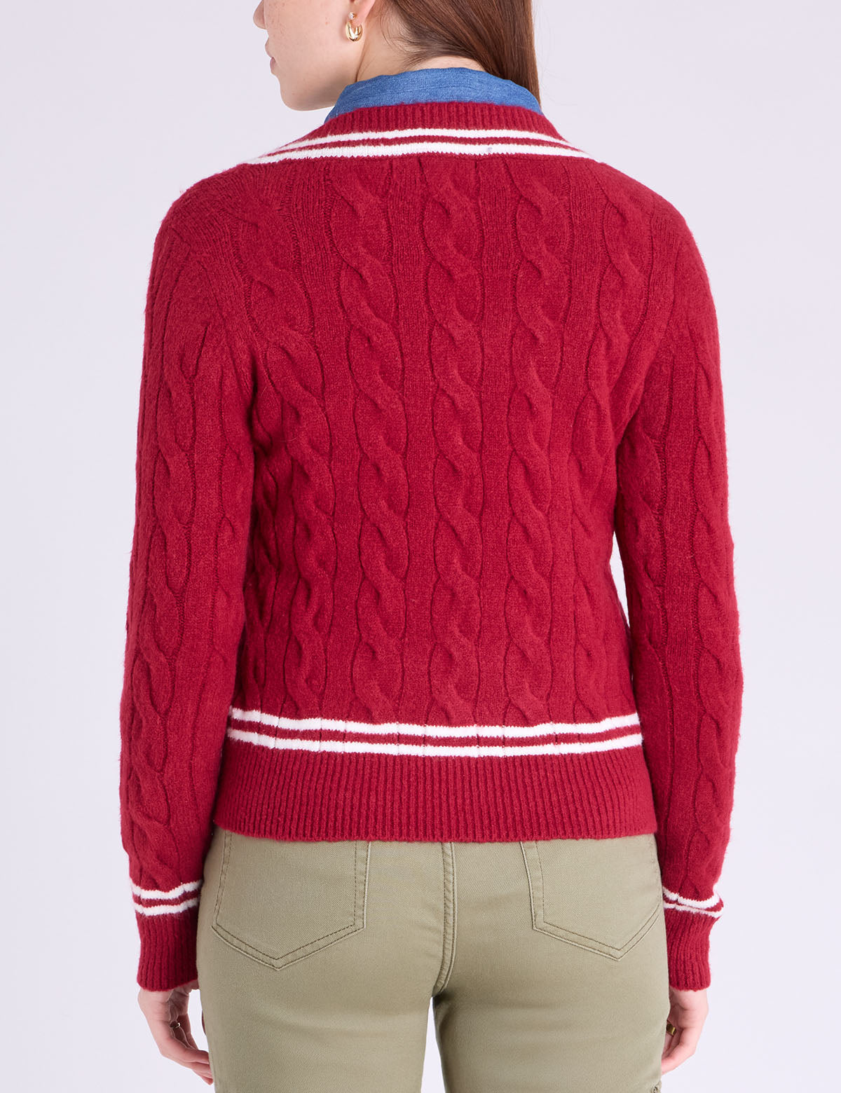 U.S Polo ASSN TIPPED CABLE V-NECK Pullover - HIPPO US Brands US. POLO ASSN